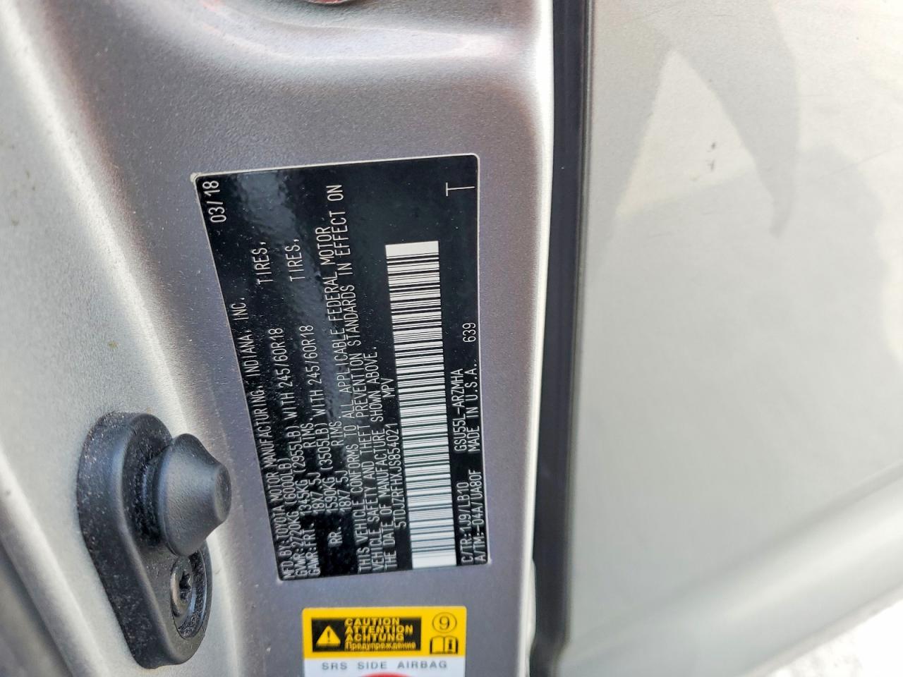 TOYOTA HIGHLANDER 2018 — 14