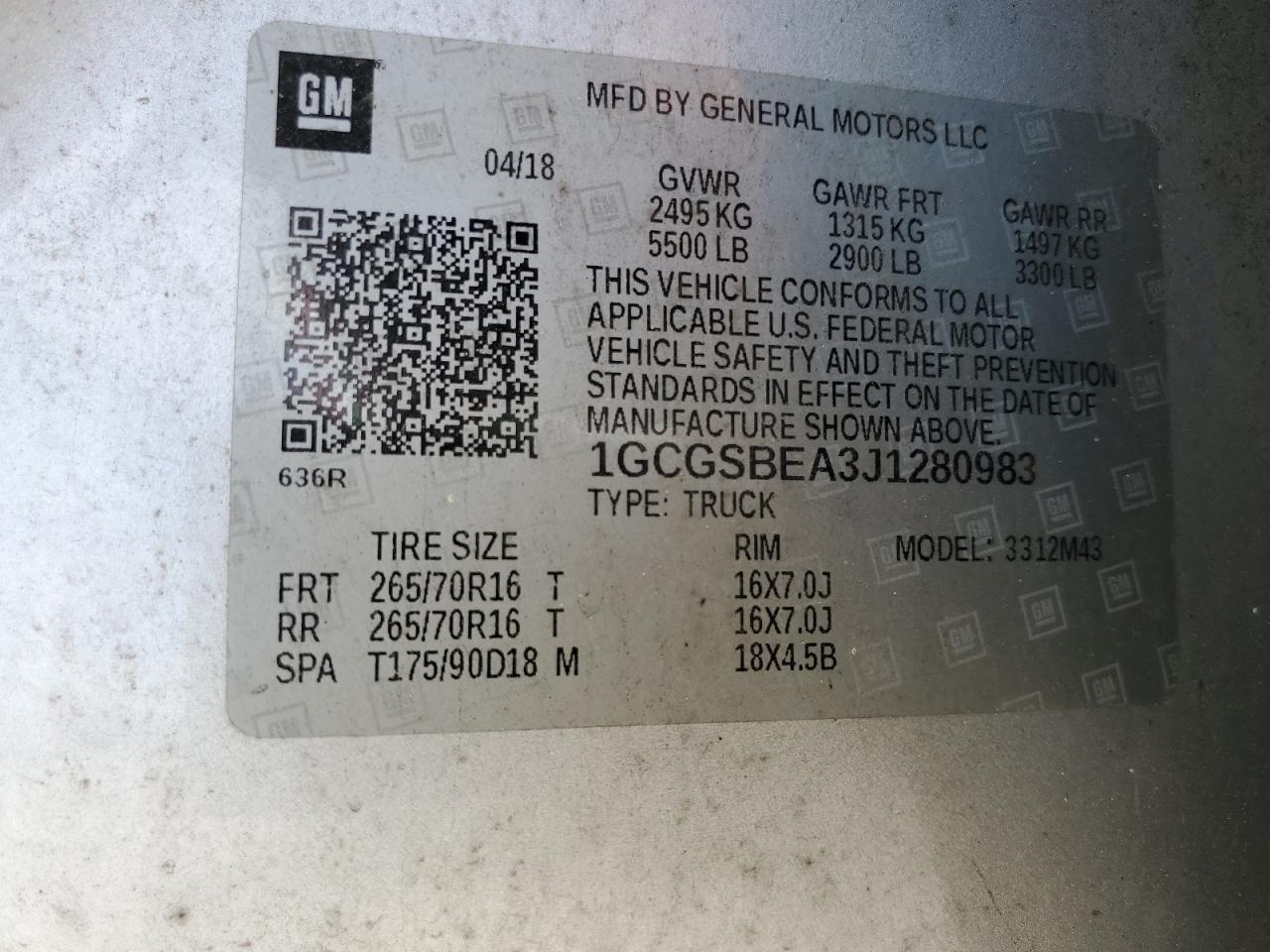 CHEVROLET COLORADO 2018 — 13