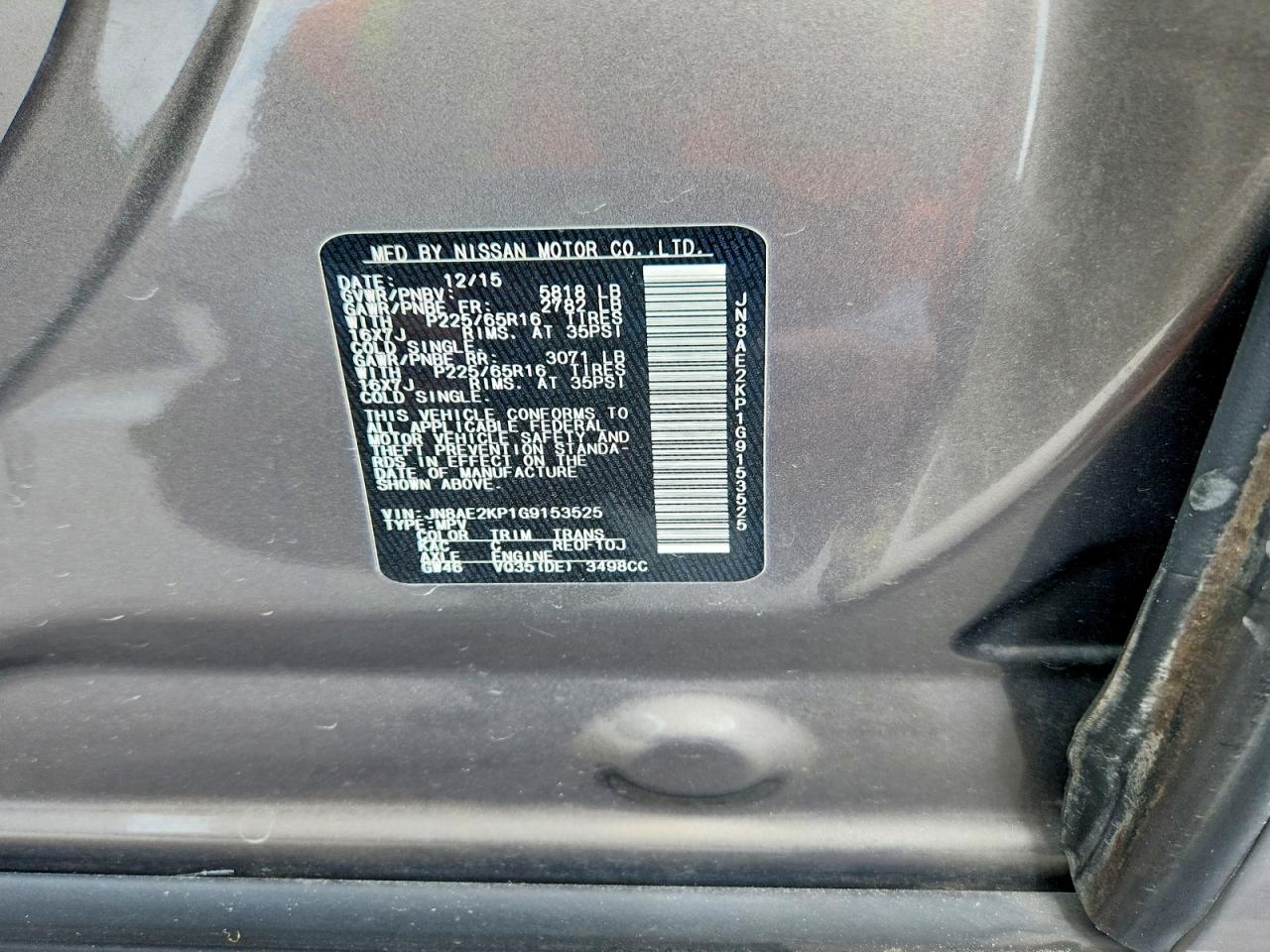 NISSAN QUEST 2016 — 14