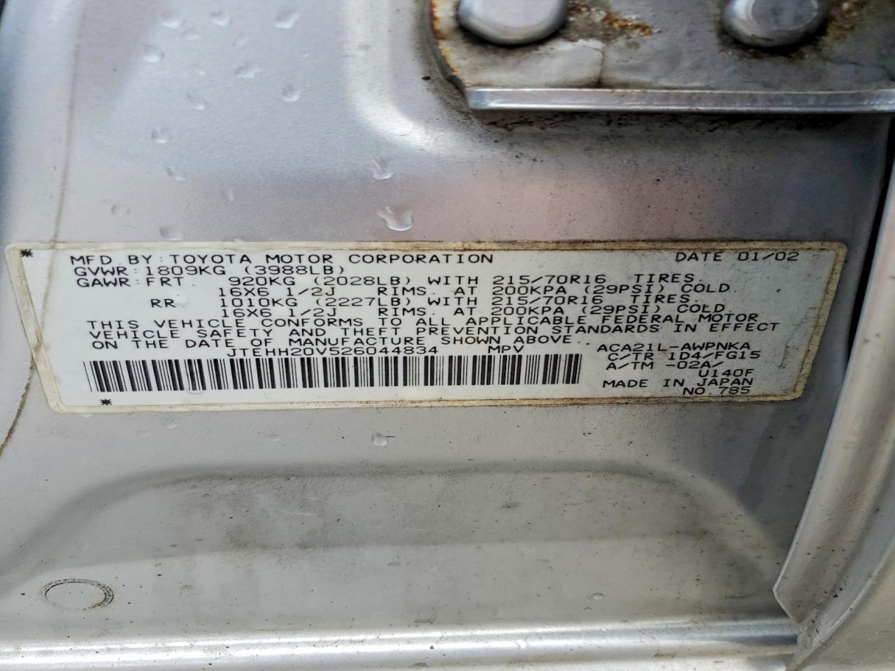 TOYOTA RAV4 2002 — 15