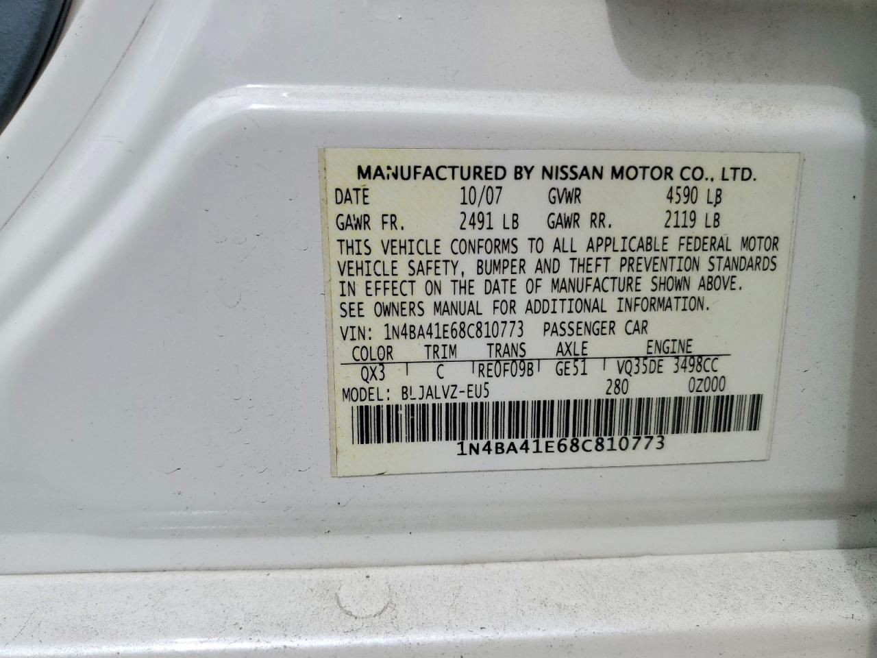 NISSAN MAXIMA 2008 — 13