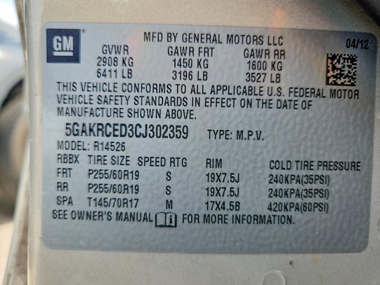 BUICK ENCLAVE 2012 — 14