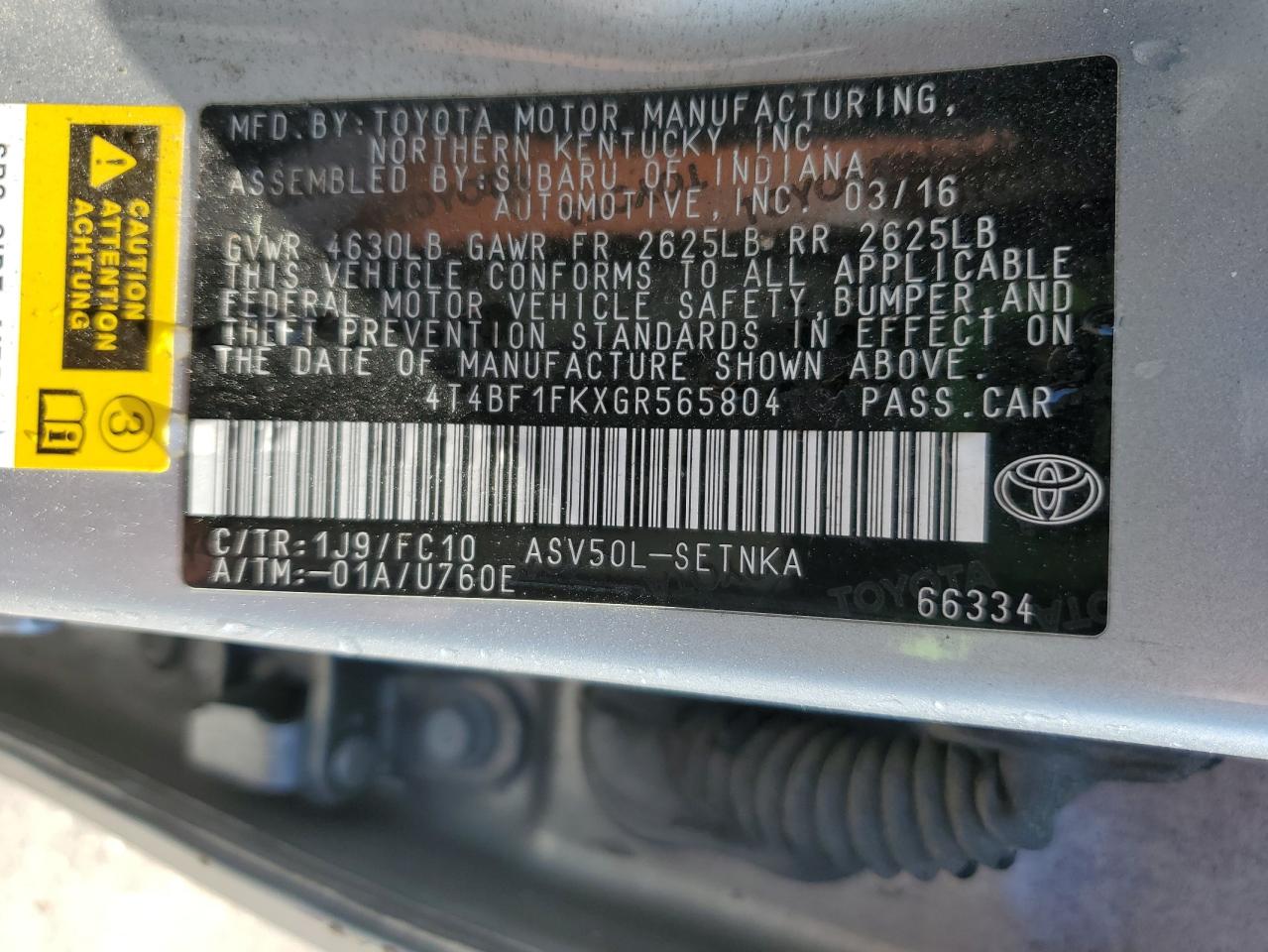 TOYOTA CAMRY 2016 — 14