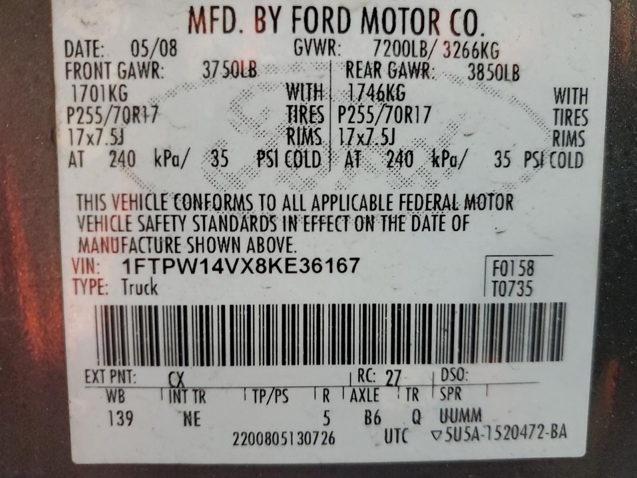 FORD F150 2008 — 13