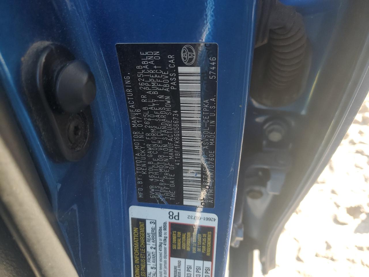 TOYOTA CAMRY 2016 — 13