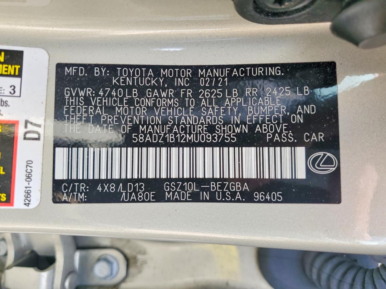 LEXUS ES 350 2021 — 13