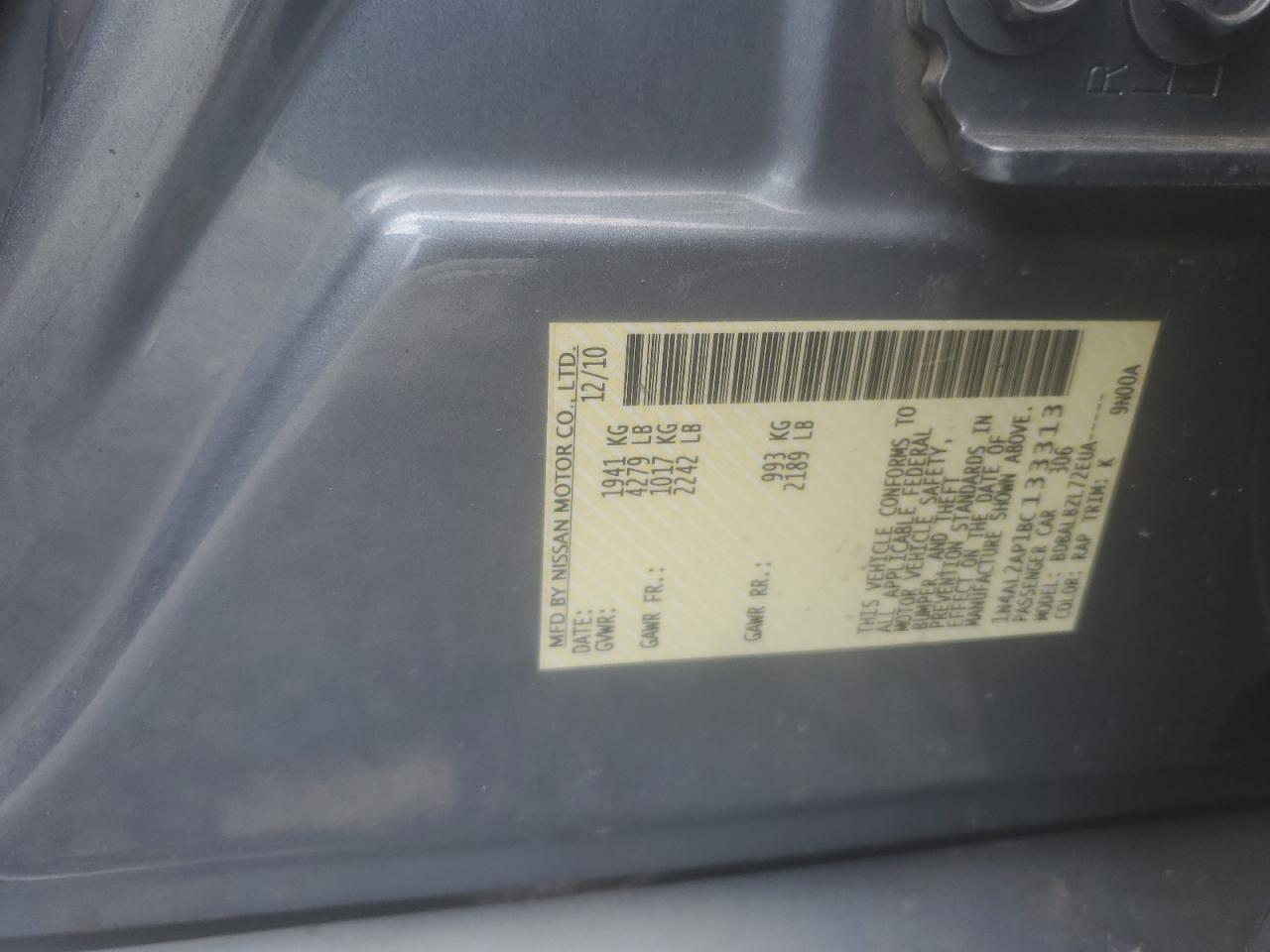 NISSAN ALTIMA BASE 2011 — 13