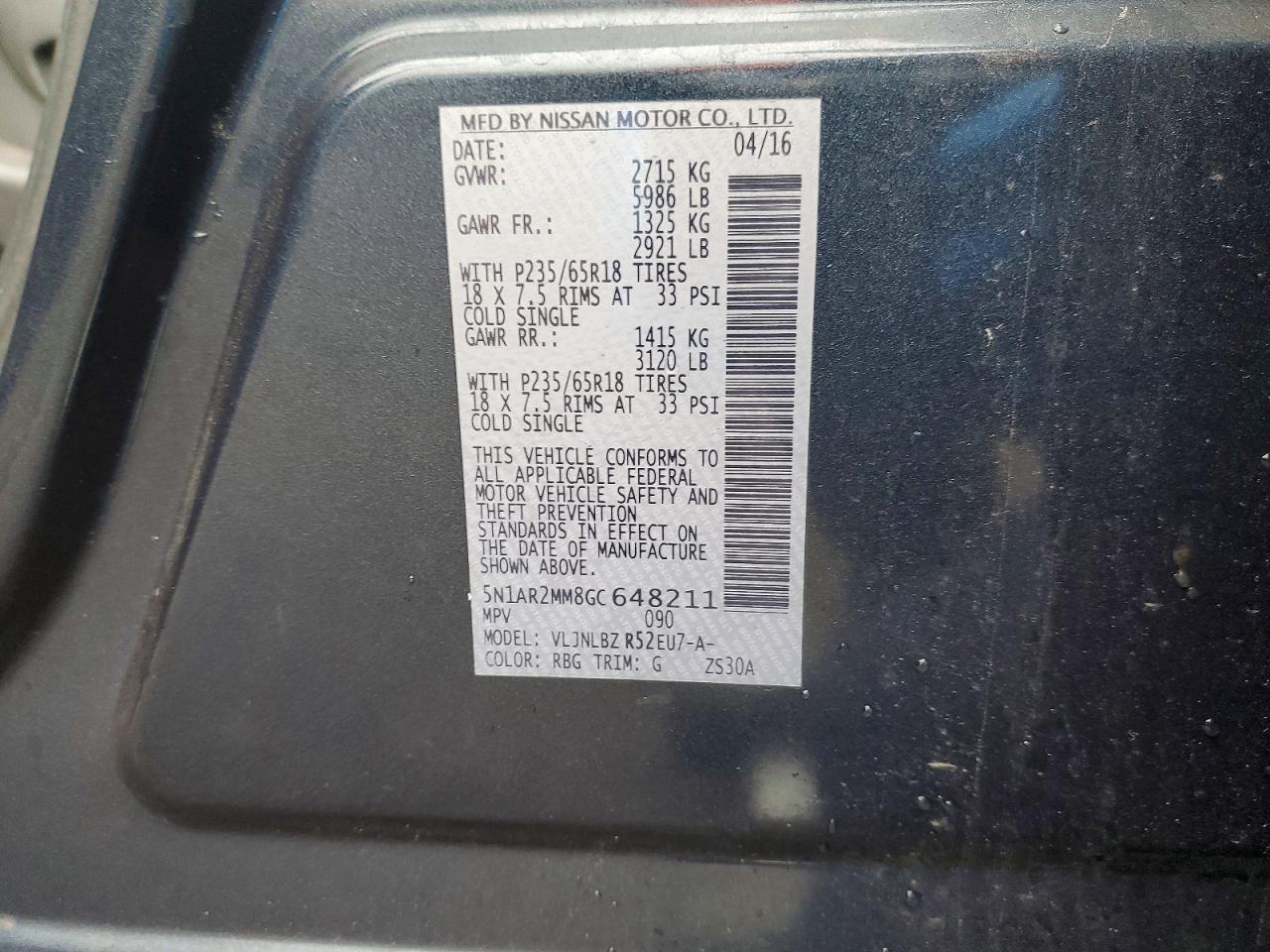 NISSAN PATHFINDER 2016 — 15