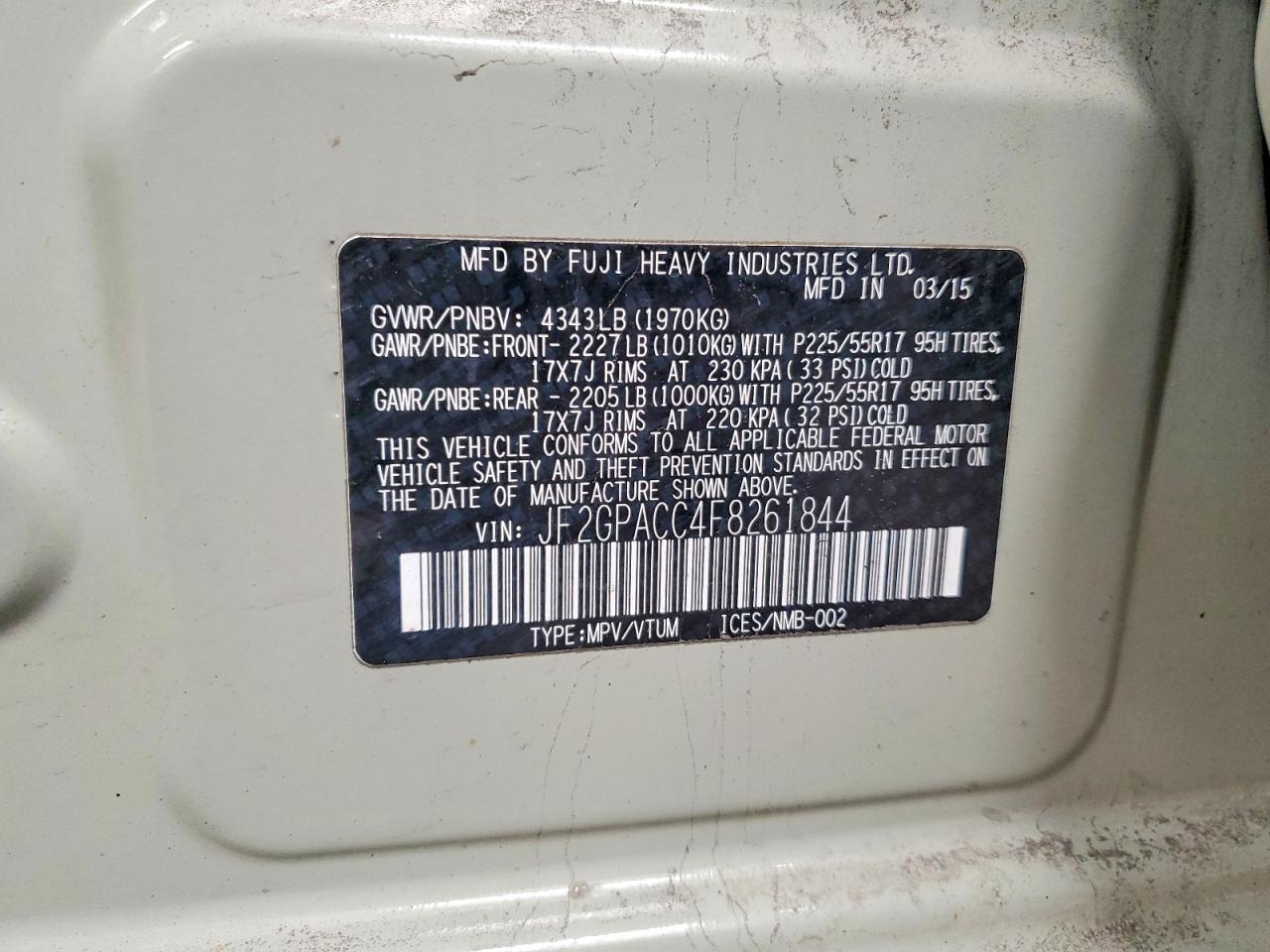 SUBARU XV CROSSTREK 2015 — 13