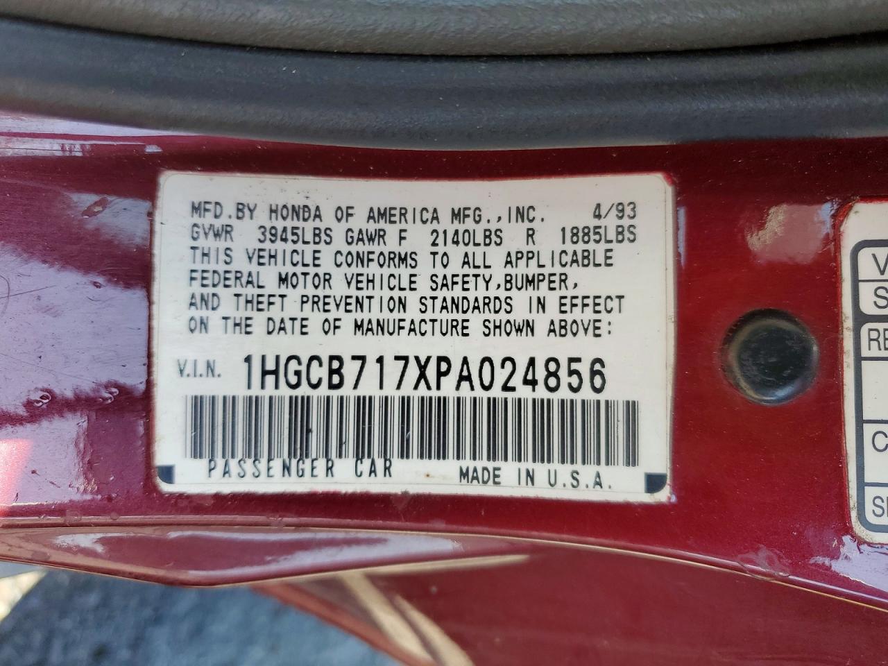 HONDA ACCORD 1993 — 13