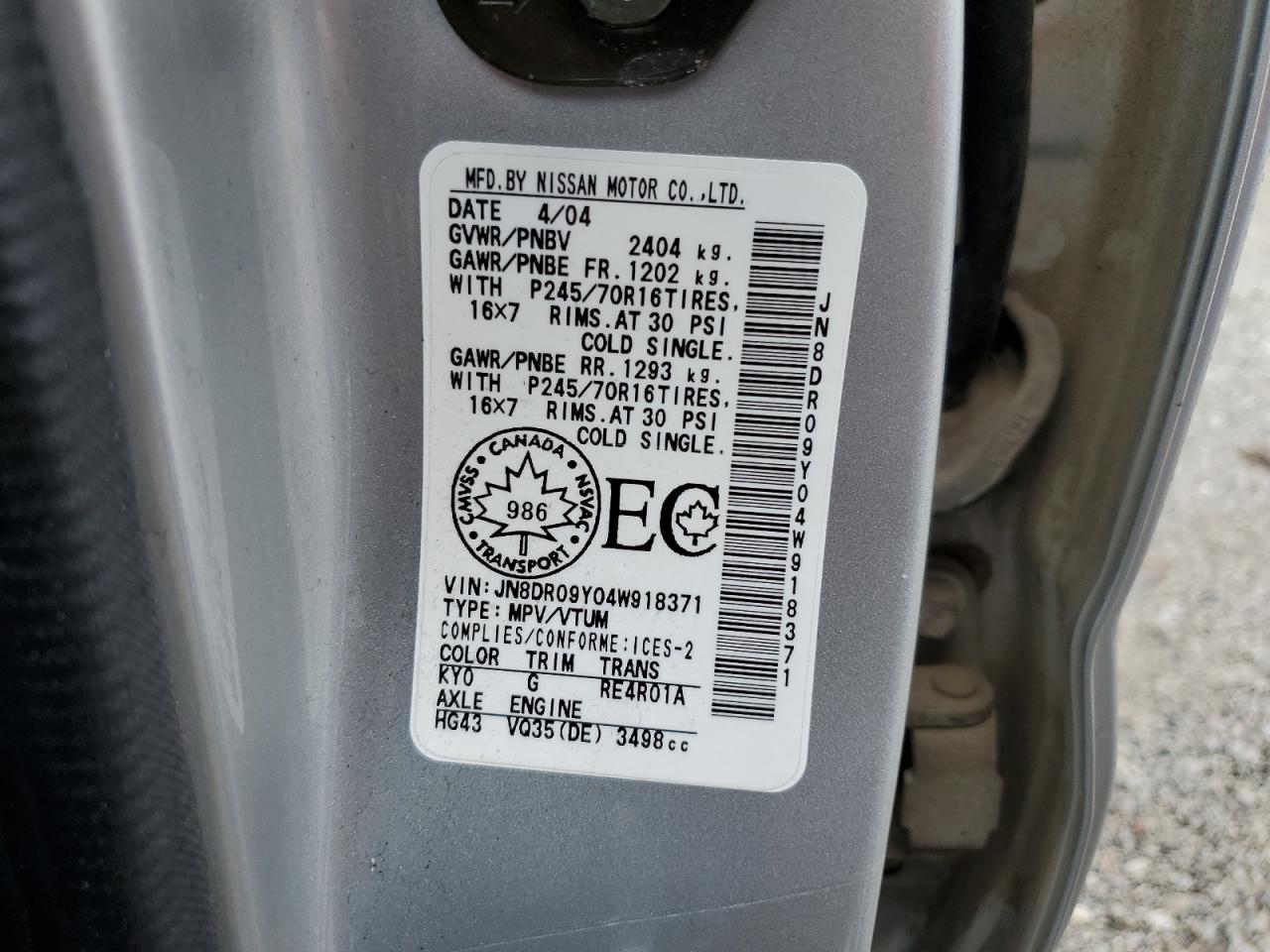 NISSAN PATHFINDER 2004 — 14