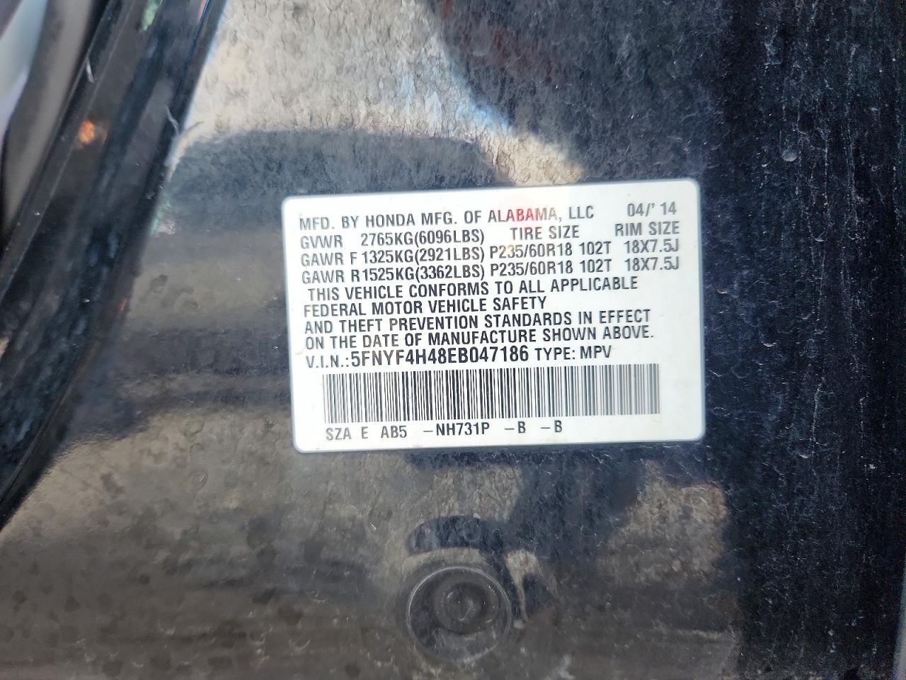 HONDA PILOT 2014 — 14