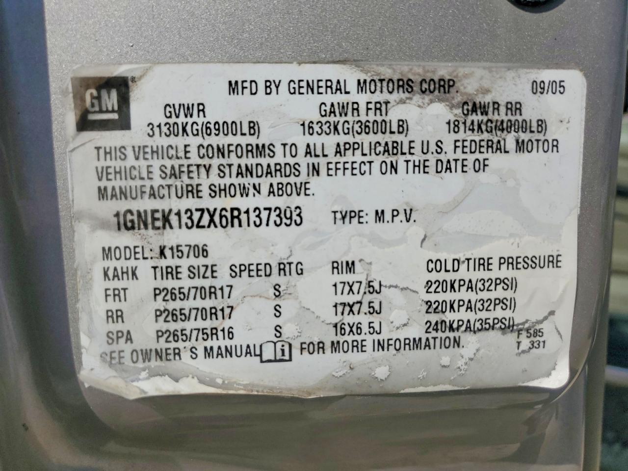 CHEVROLET TAHOE 2006 — 14