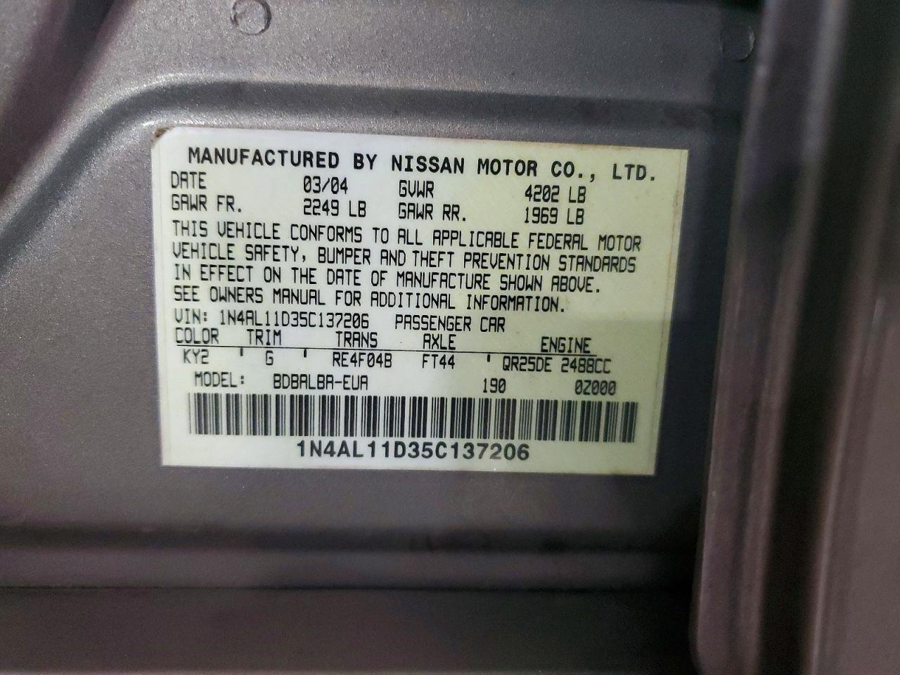 NISSAN ALTIMA 2005 — 13