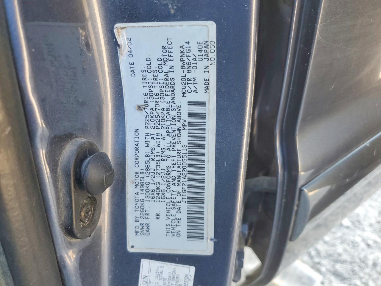 TOYOTA HIGHLANDER 2002 — 15