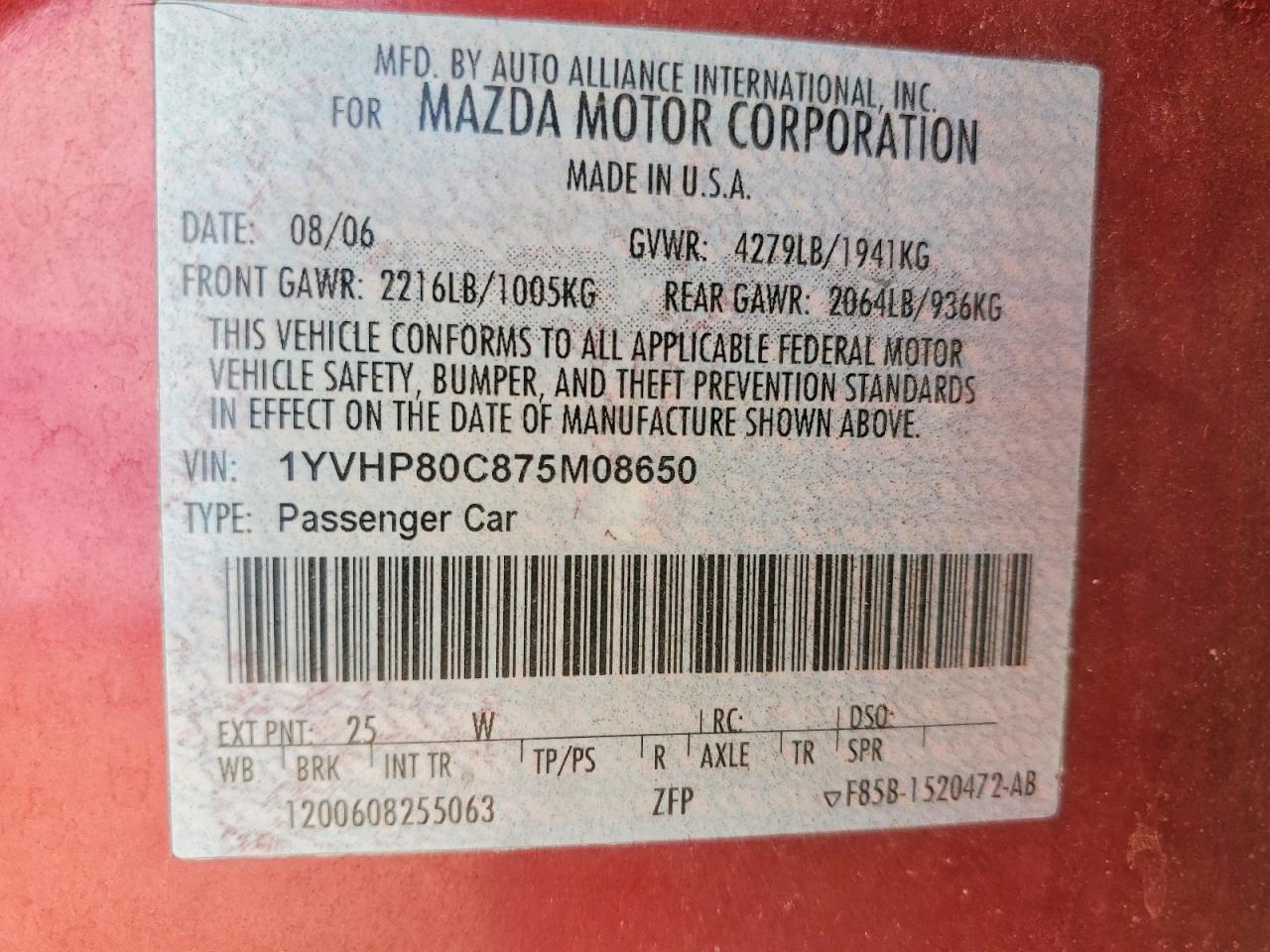 MAZDA 6 2007 — 13
