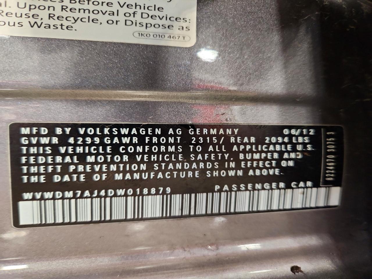 VOLKSWAGEN GOLF 2013 — 13