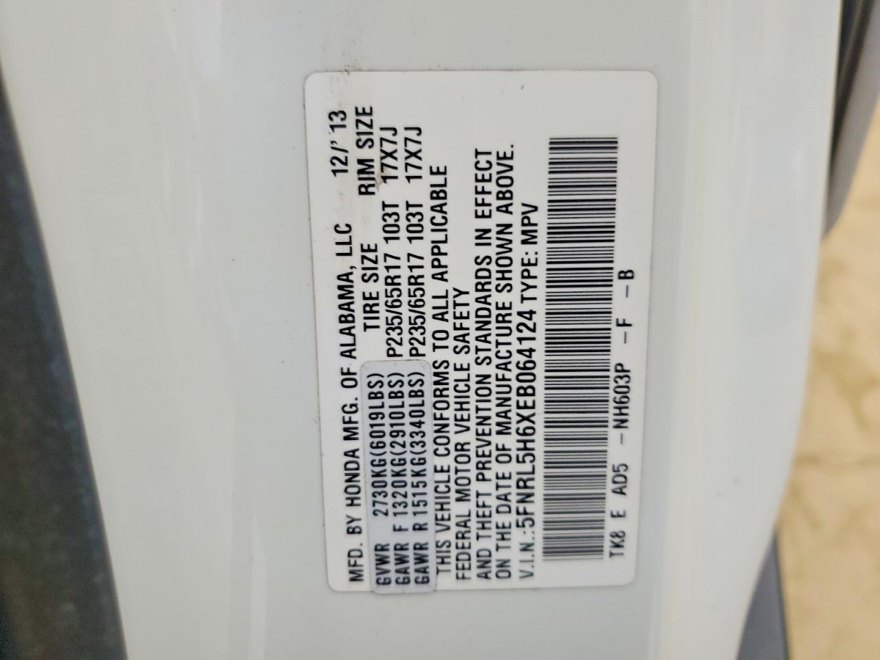 HONDA ODYSSEY 2014 — 14