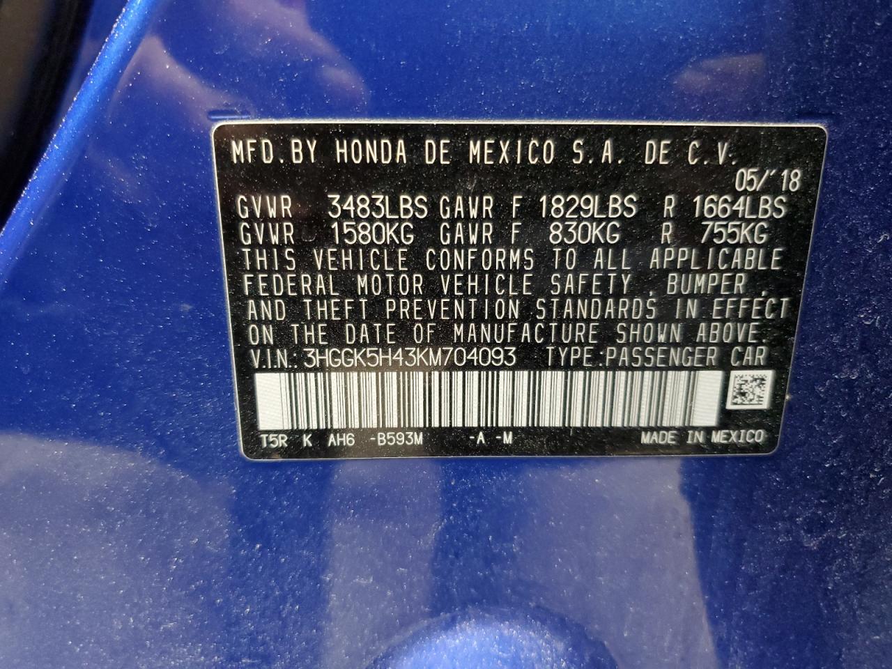 HONDA FIT 2019 — 13