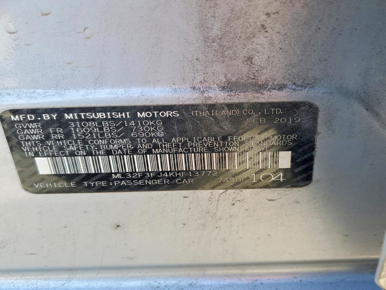 MITSUBISHI MIRAGE 2019 — 13