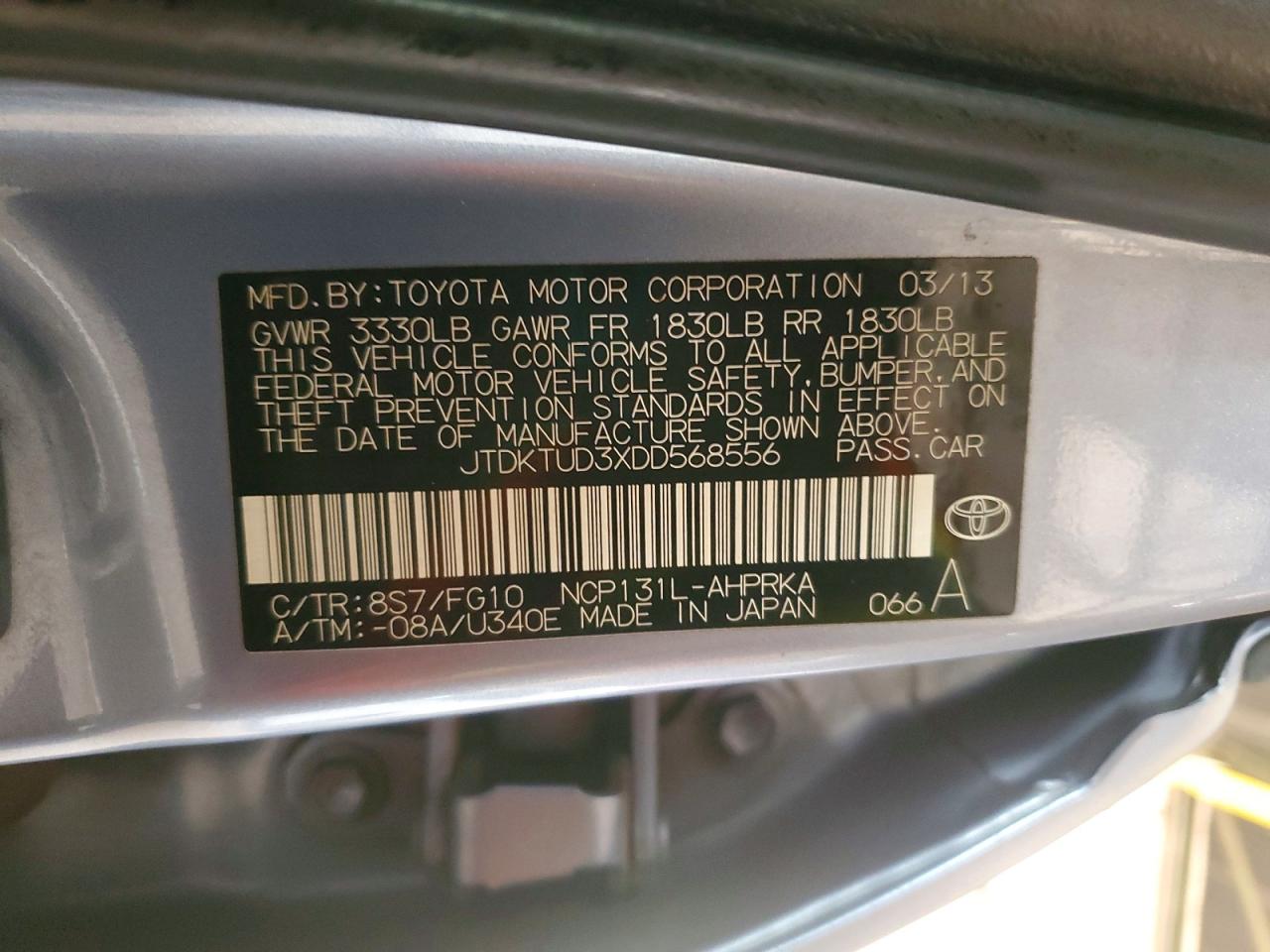 TOYOTA YARIS 2013 — 14