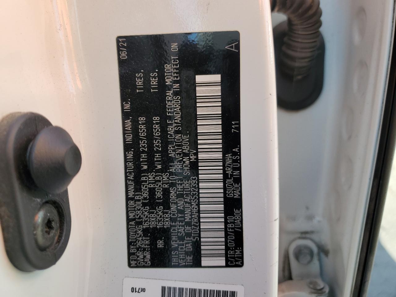 TOYOTA 02 6FDU45 2021 — 14