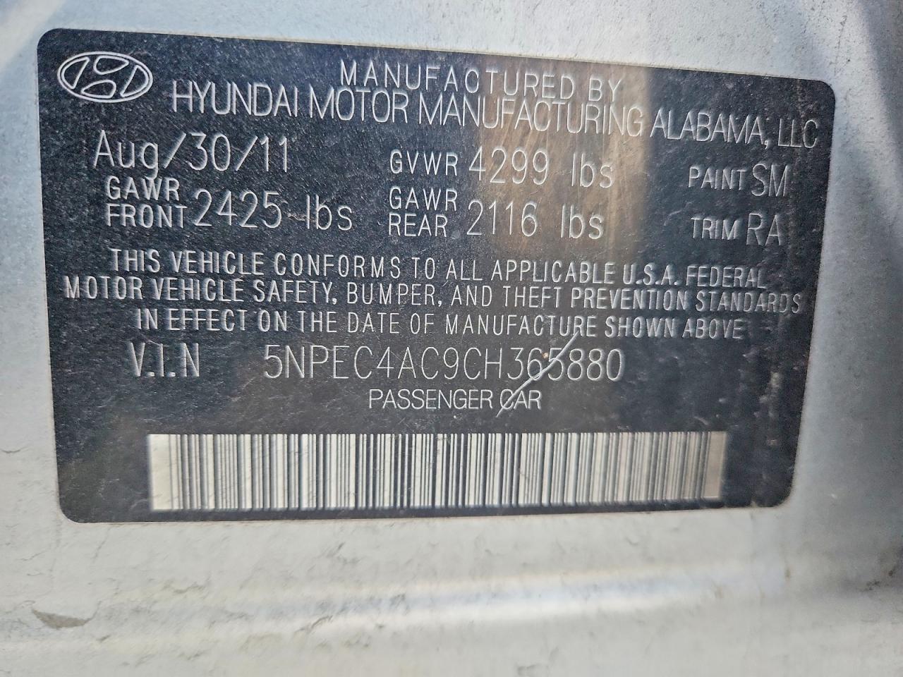 HYUNDAI SONATA 2012 — 13