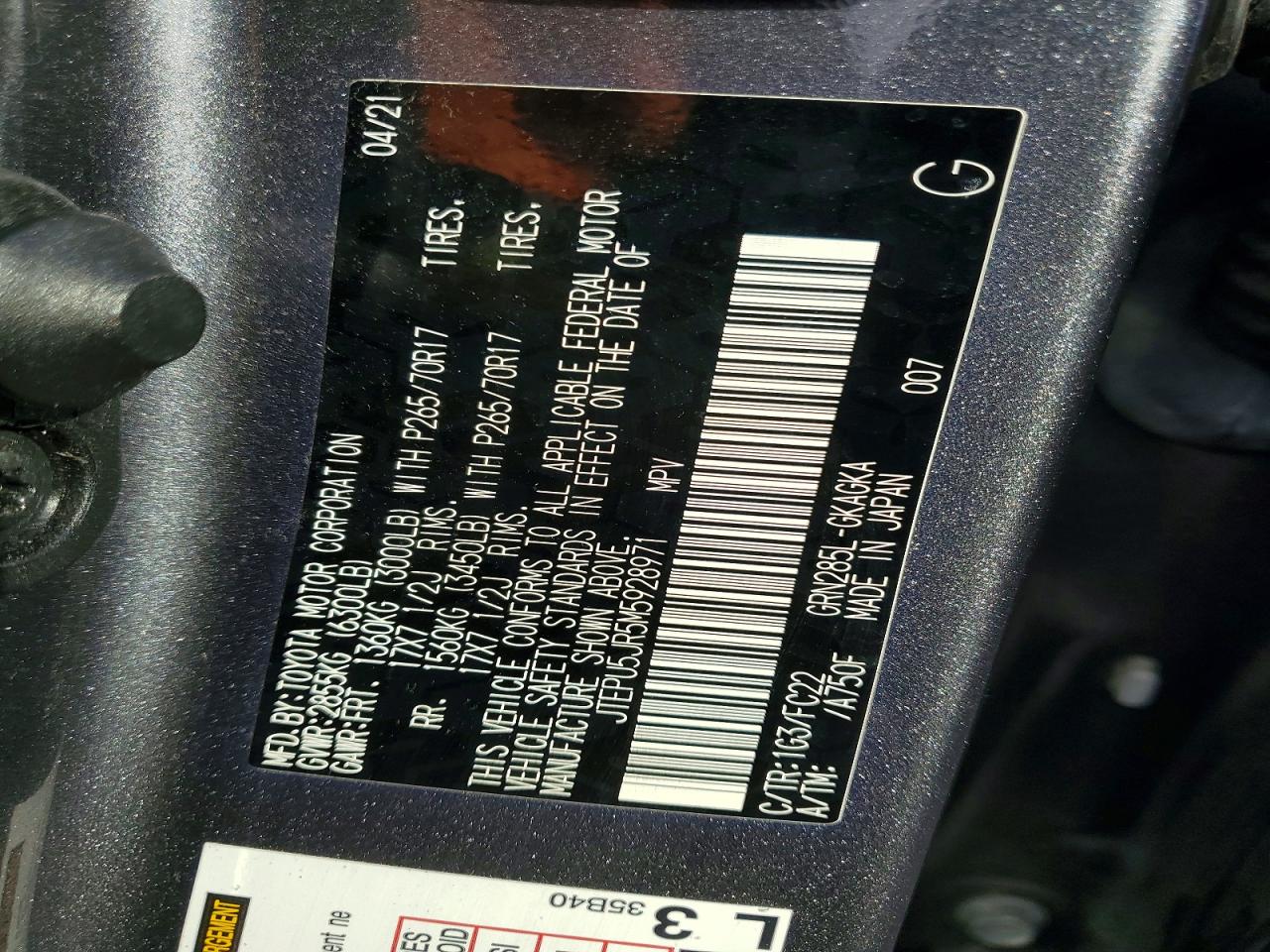 TOYOTA 4RUNNER 2021 — 15