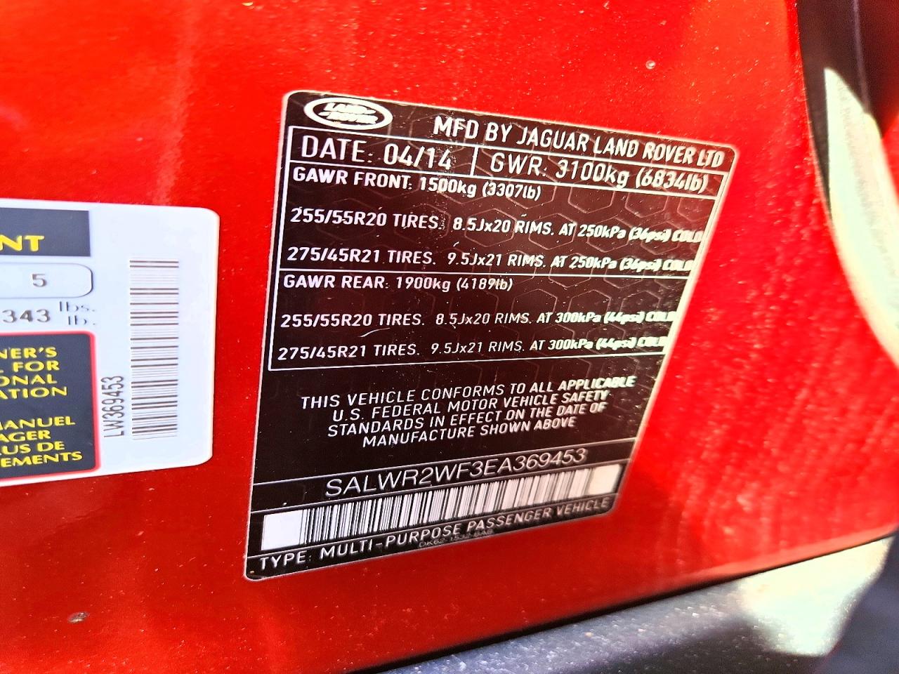 LAND ROVER RANGE ROVER SPORT 2014 — 15