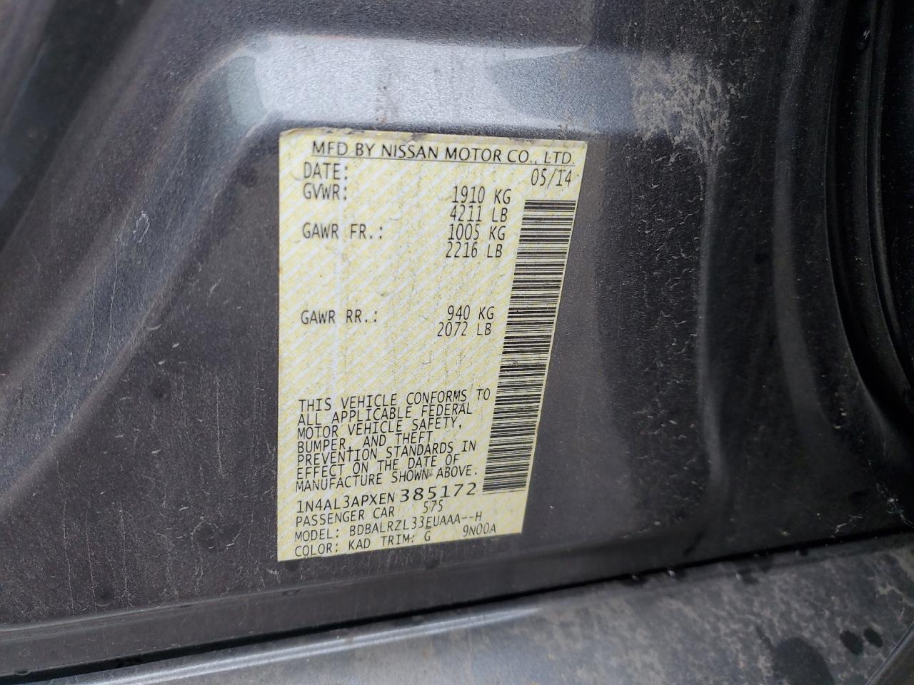 NISSAN ALTIMA 2014 — 13
