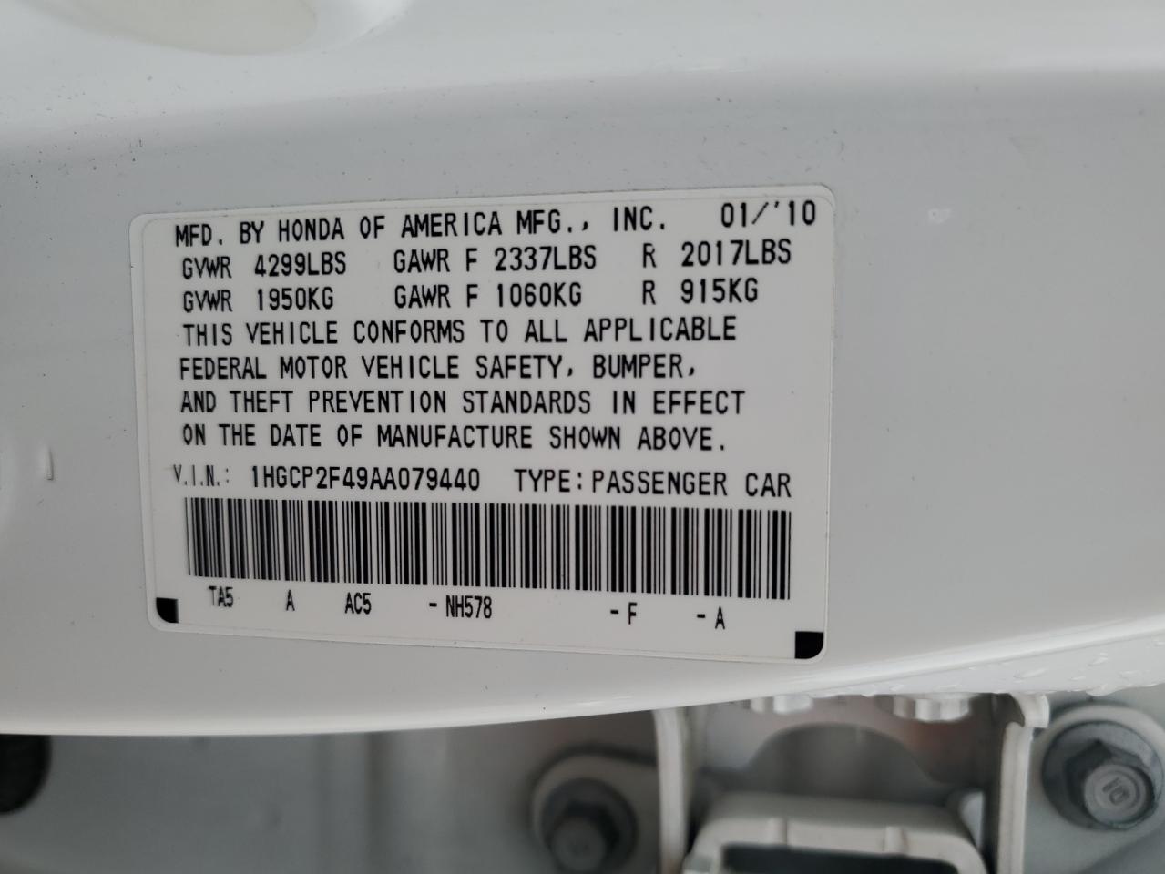 HONDA ACCORD 2010 — 14