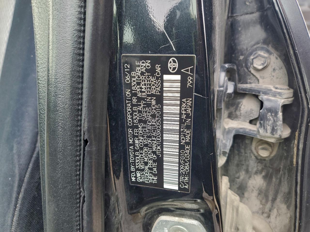 TOYOTA YARIS 2012 — 13