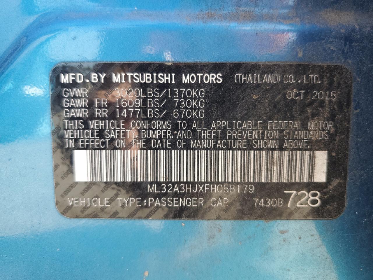 MITSUBISHI MIRAGE DE 2015 — 13