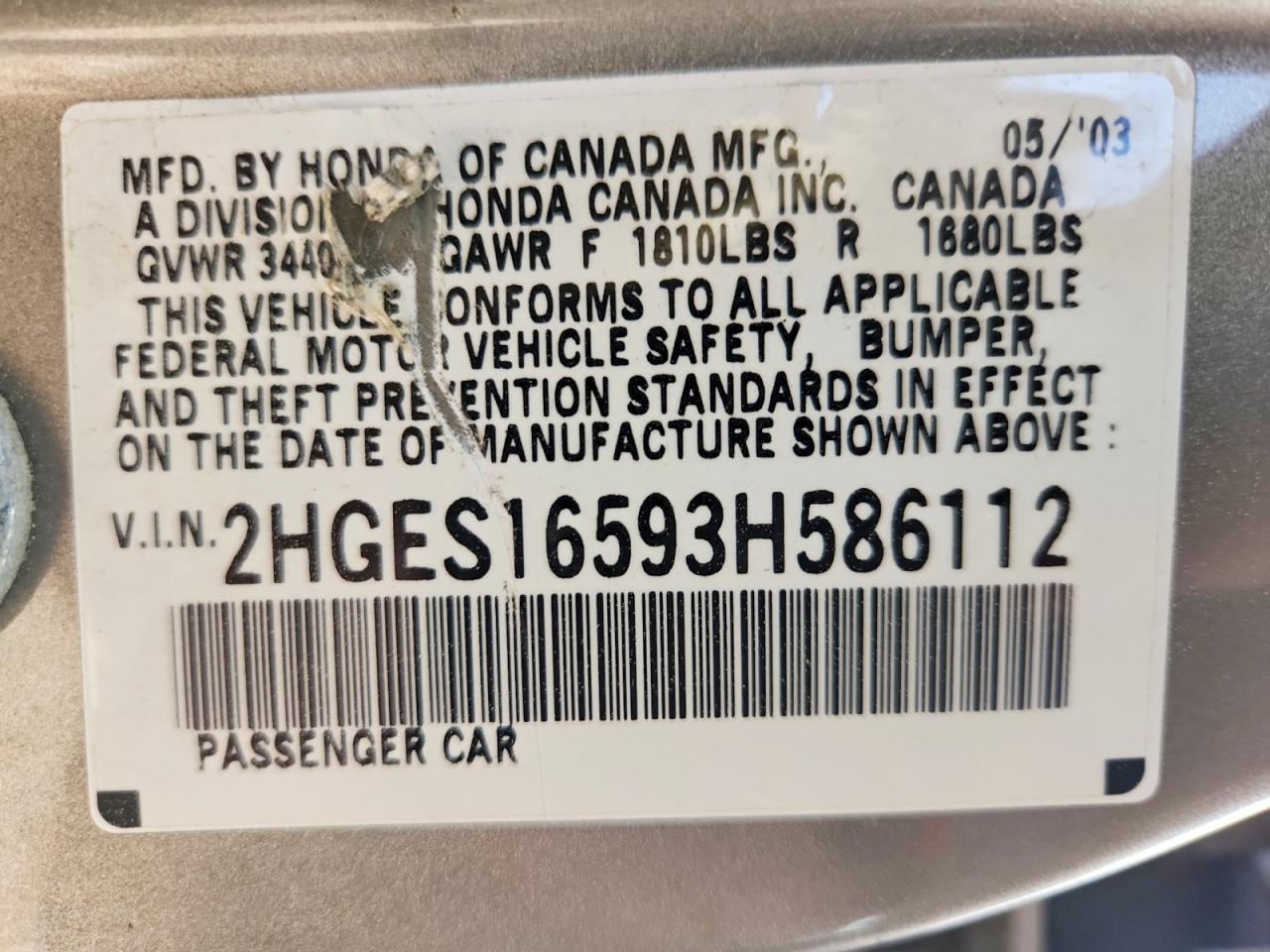 HONDA CIVIC 2003 — 15