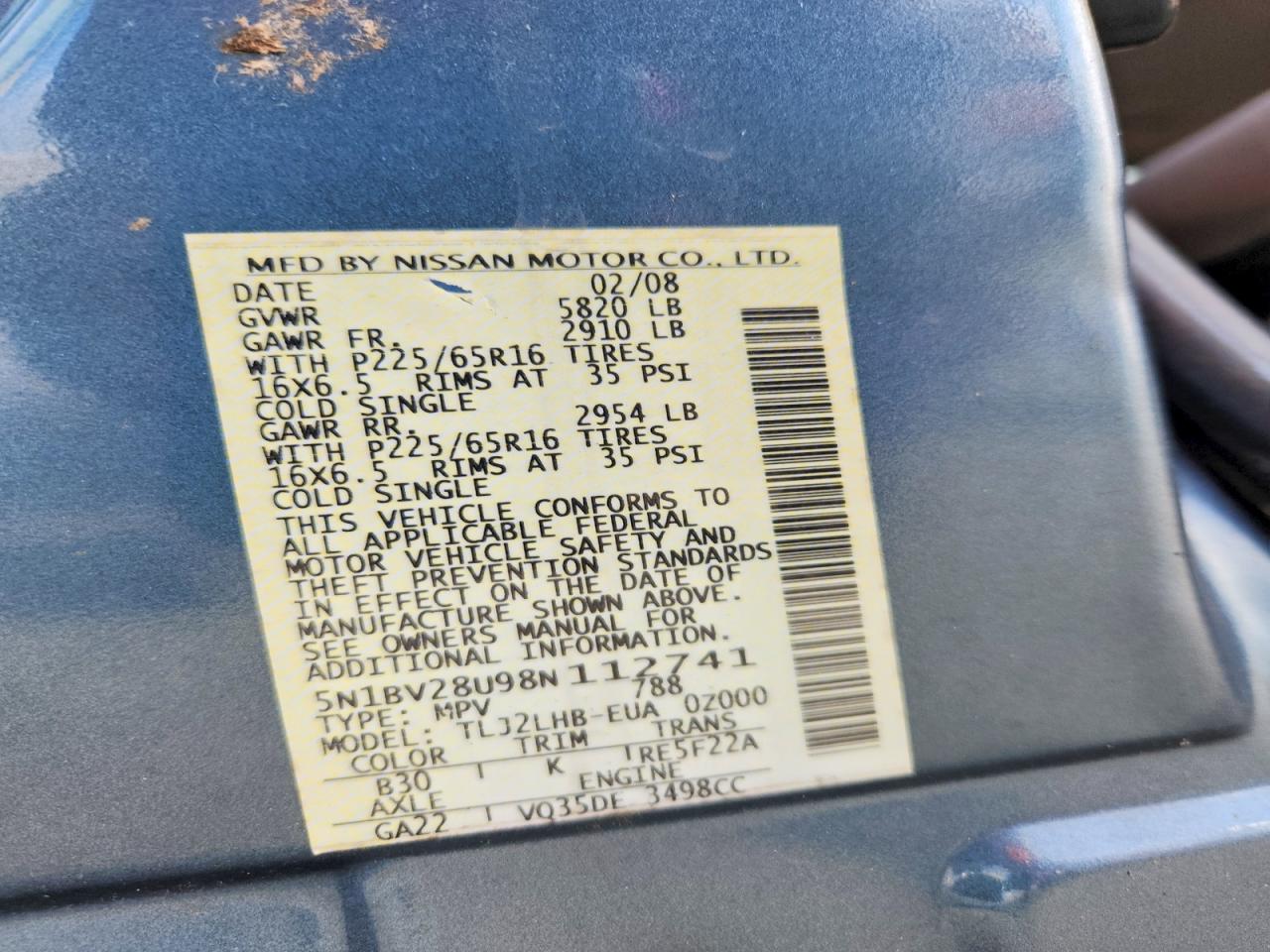 NISSAN QUEST 2008 — 14