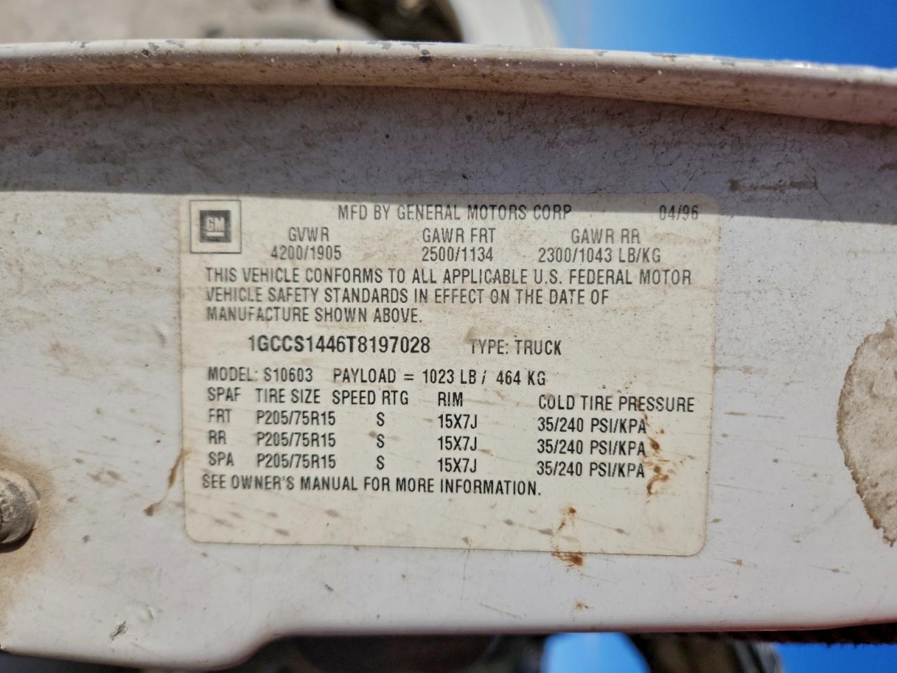 CHEVROLET S TRUCK 1994 — 14