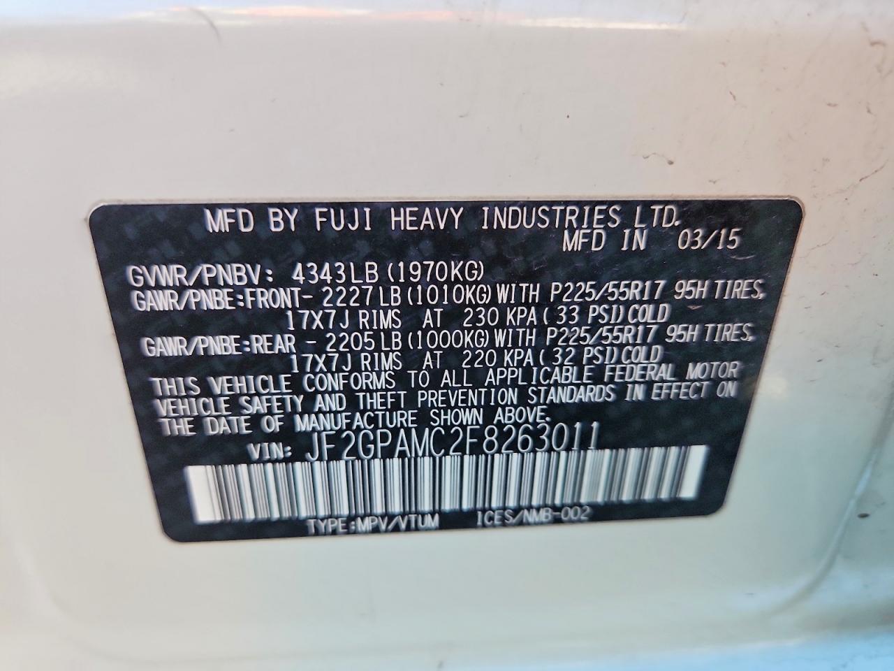 SUBARU XV CROSSTREK 2015 — 14