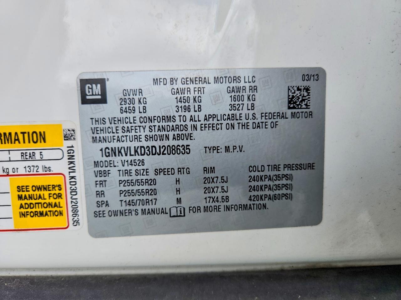 CHEVROLET TRAVERSE 2013 — 13