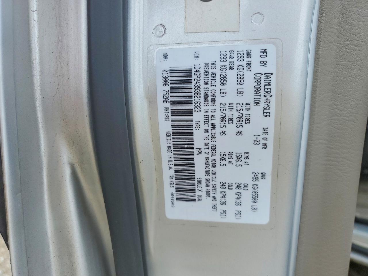 DODGE GRAND CARAVAN 2003 — 14