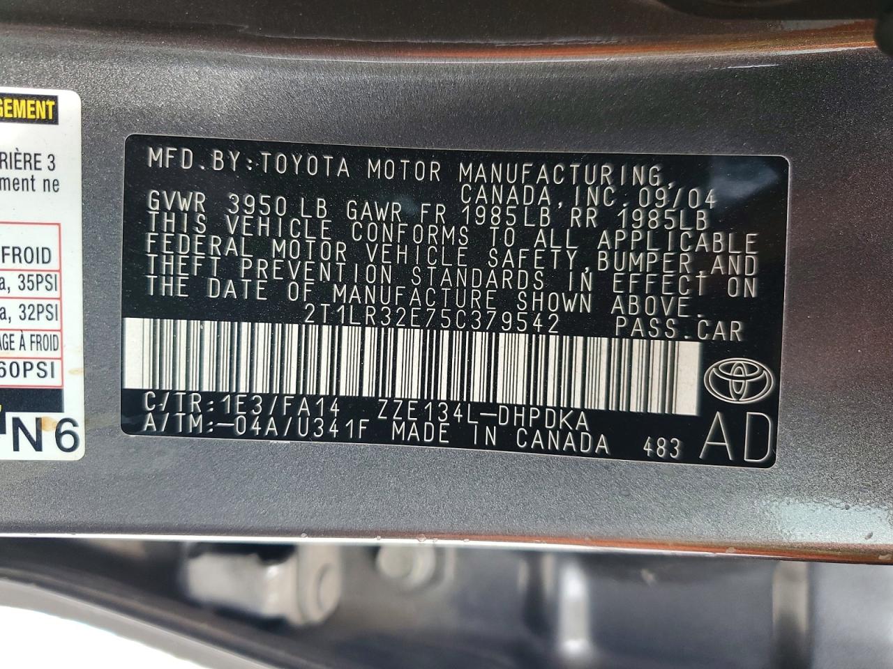 TOYOTA COROLLA MATRIX 2005 — 14