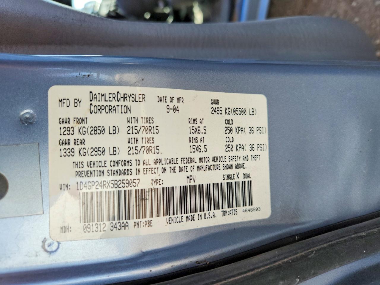DODGE GRAND CARAVAN 2005 — 14