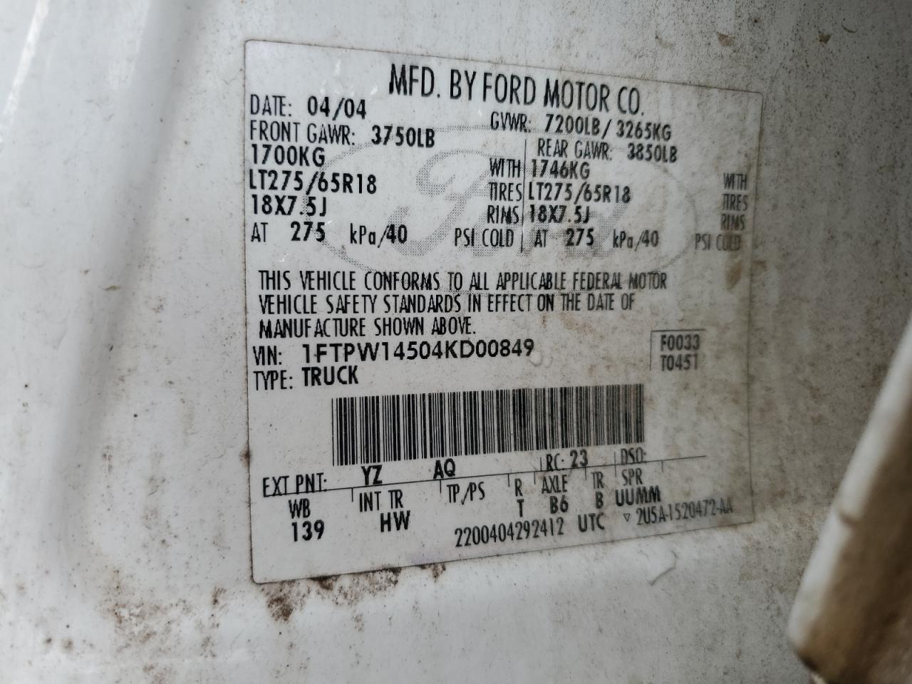 FORD F150 2004 — 13