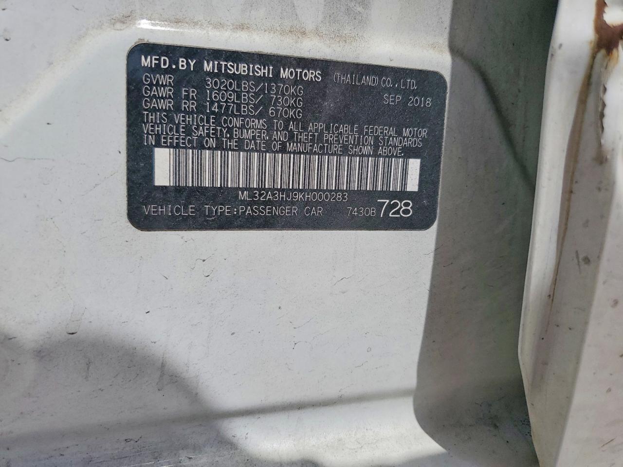MITSUBISHI MIRAGE 2019 — 13