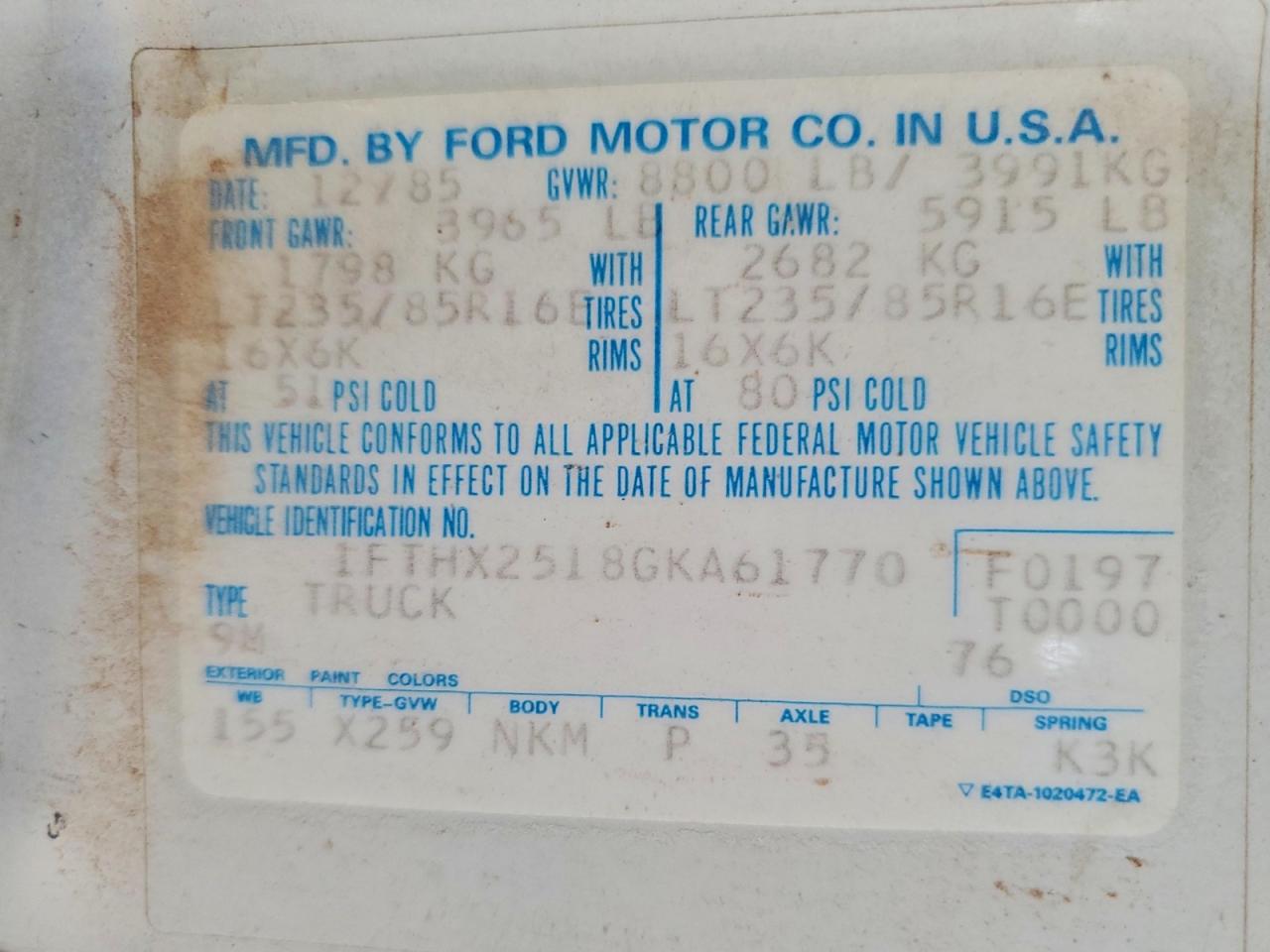 FORD F250 1986 — 13