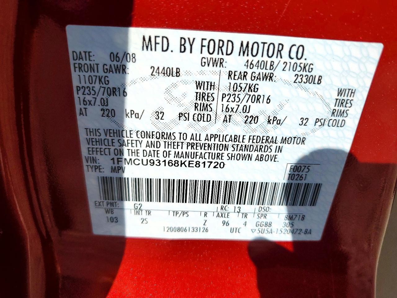 FORD ESCAPE 2008 — 14