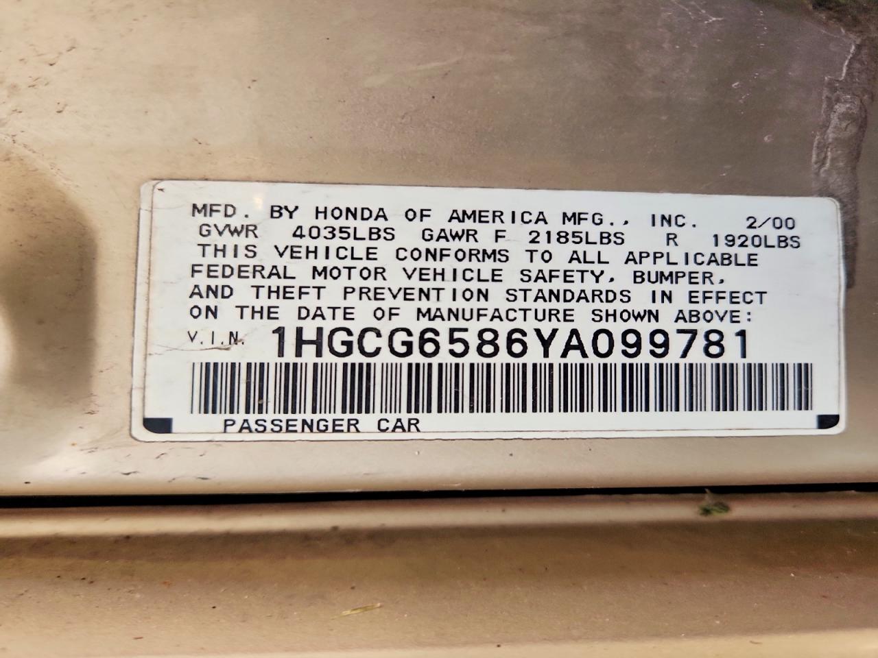 HONDA ACCORD 2000 — 13