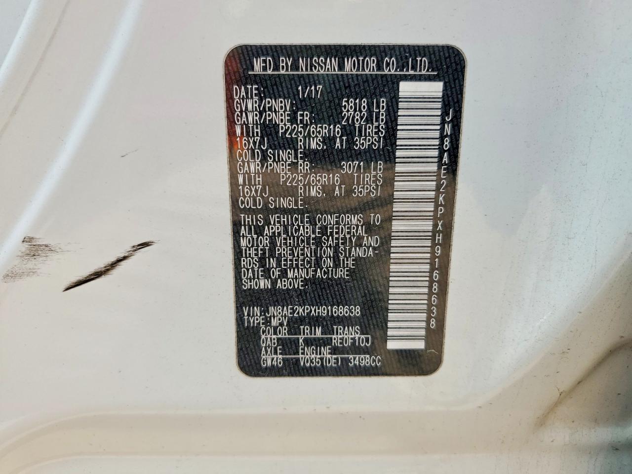 NISSAN QUEST 2017 — 14