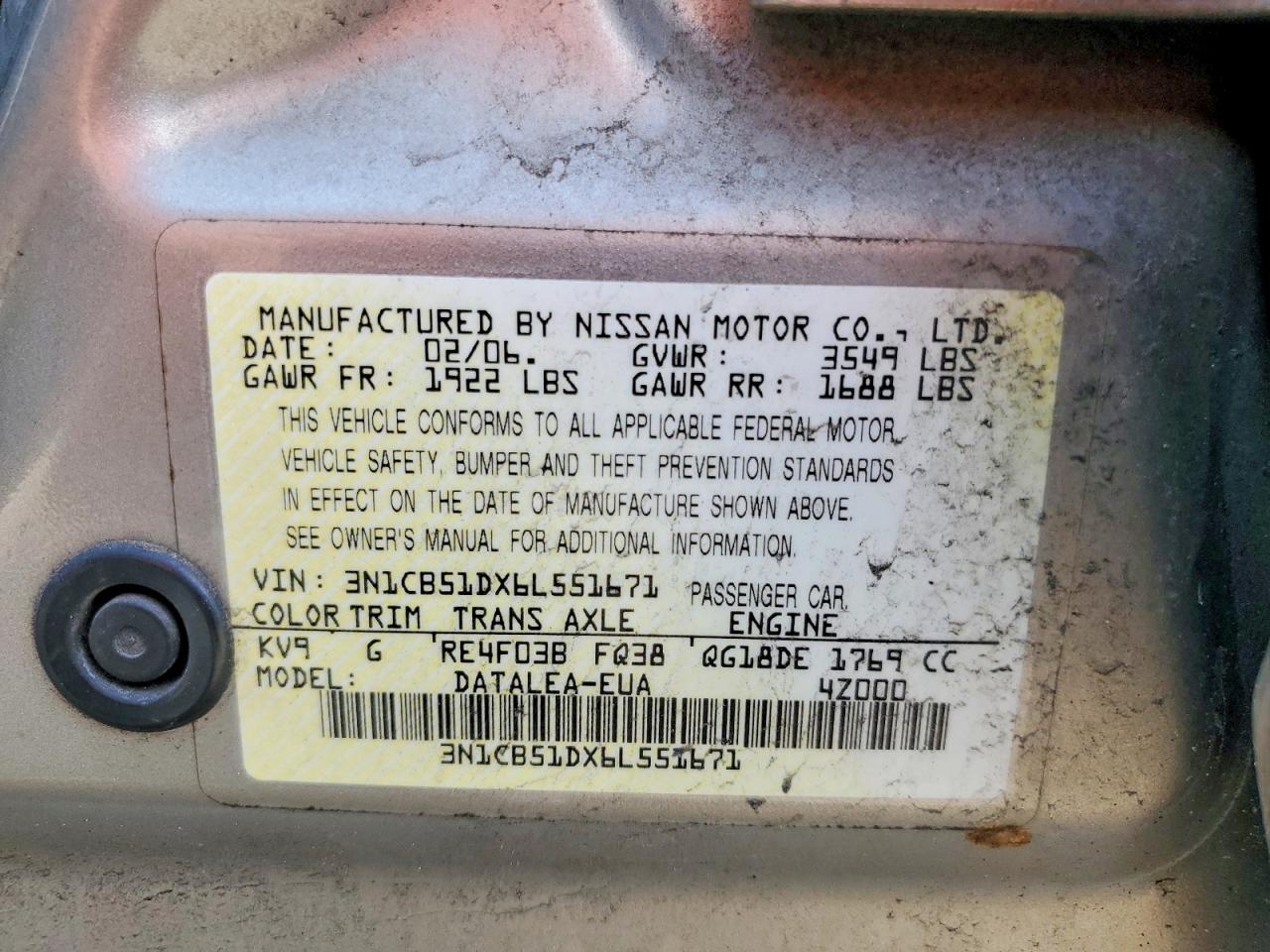 NISSAN SENTRA 2006 — 13