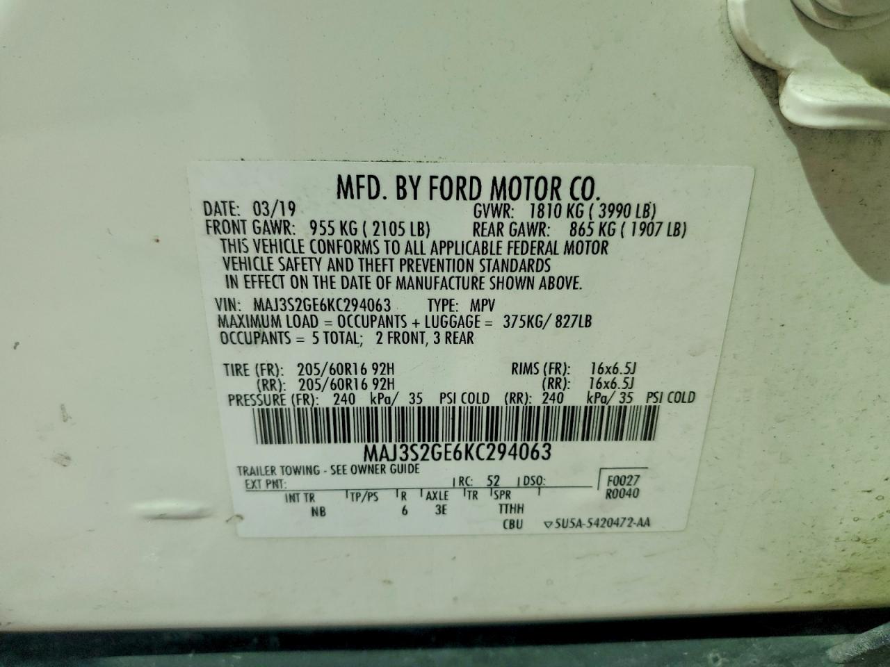 FORD ECOSPORT 2019 — 15