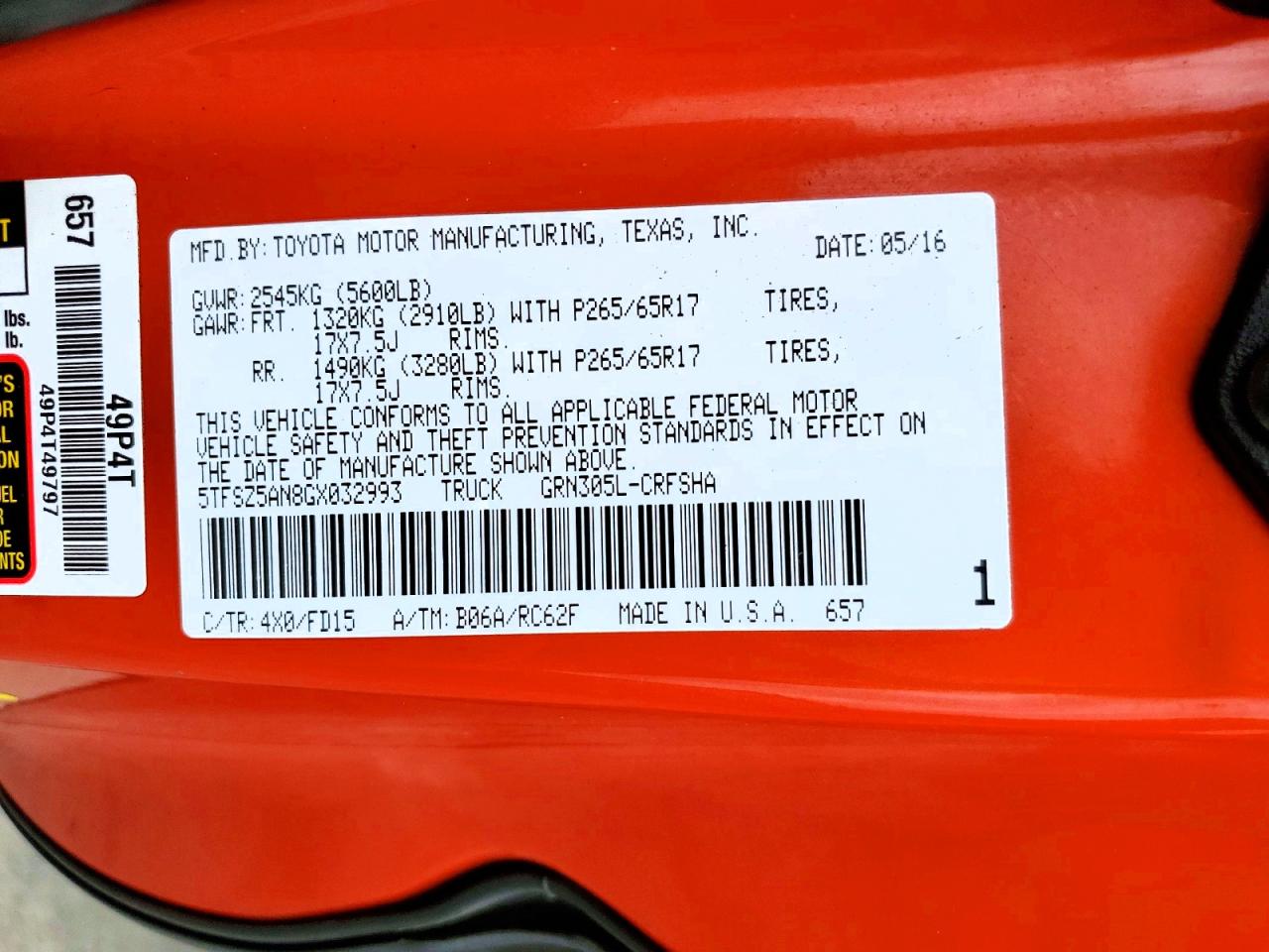 TOYOTA TACOMA 2016 — 14